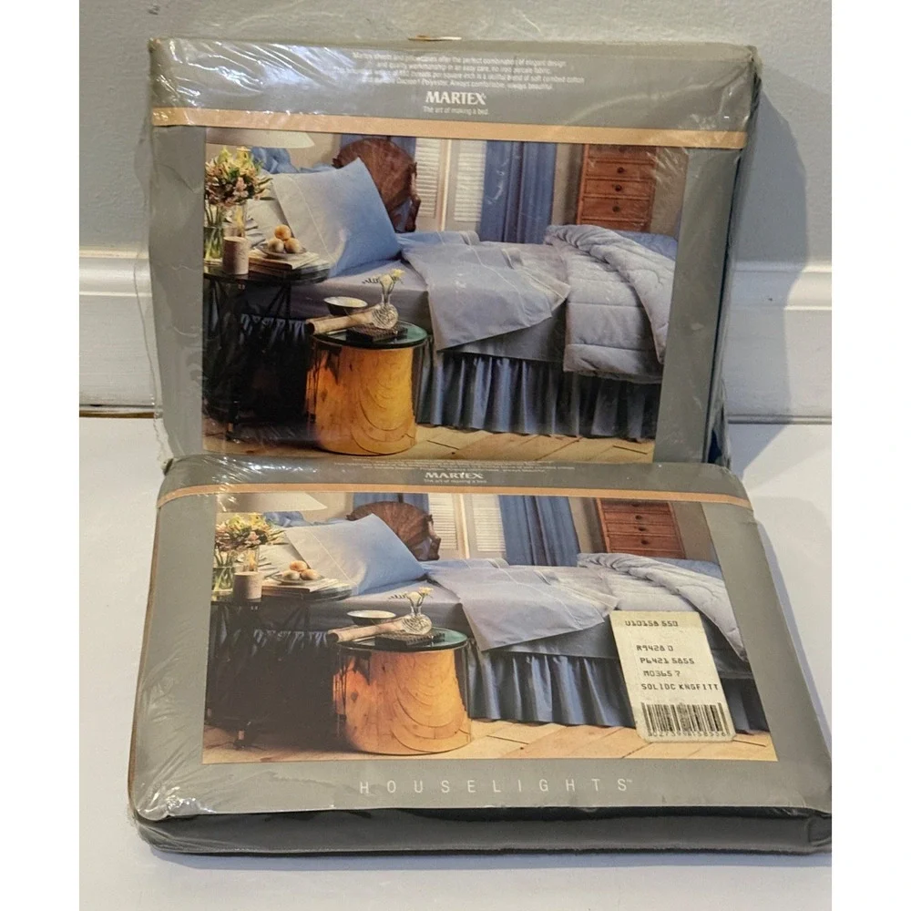 🛏️ Vintage Martex King Fitted Sheet Lot Navy & Black NOS Percale 180 TC